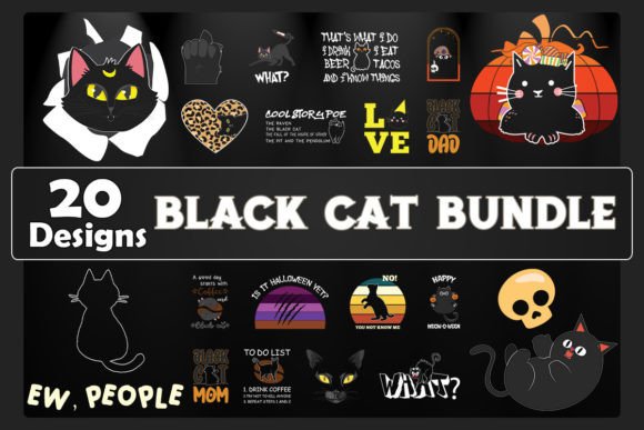 Black Cat SVG Bundle 20 Designs