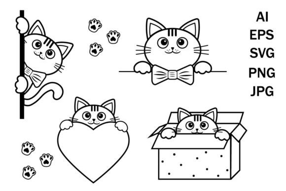 Bundled Cute Cat Svg for Print