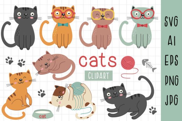 Cute Cat Clipart, Cat Svg, Animal