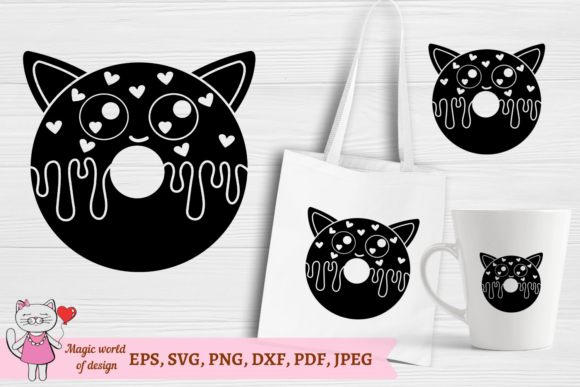 Donut Cat SVG Cut File Kawaii for Baby