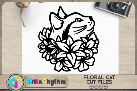 Floral Cat Svg, Floral Animals Svg